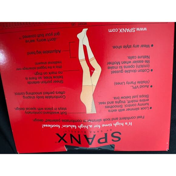 Vtg SPANX High Falutin Footless Pantyhose Sz B High Waisted NEW - Picture 2 of 7